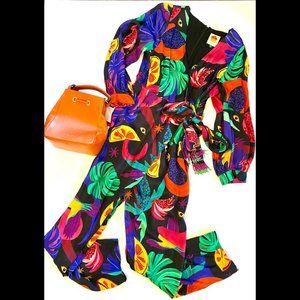 Anthropologie Farm Rio Mystic Jungle Wrap Split Leg Jumpsuit - M Retails $245